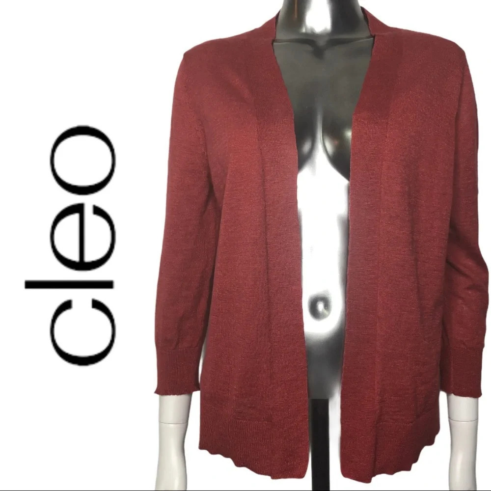 🛍️3/$40 Cleo Petite Rust Knit Open Cardigan Size Medium